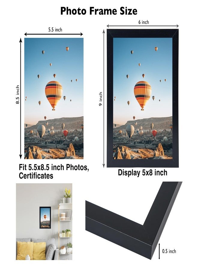 JCJMY مجموعة إطارات صور JCJMY مقاس 5.5 × 8.5 بوصة، 6 قطع، لون أسود، للتعليق على الحائط أو وضعها على الطاولة، يمكن تثبيتها أفقيًا أو رأسيًا، إطار صور جداري مقاس 5.5 × 8.5 بوصة مصنوع من زجاج شبكي مقاوم للكسر، عبوة من 6 قطع، لون أسود - Image 3